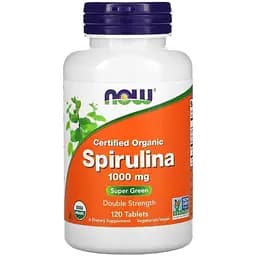 Органічна спіруліна NOW Spirulina 1000 mg Certified Organic, 120 таблеток