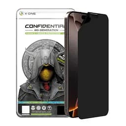 Захисна плівка iPhone 16 Pro з чорною рамкою, протиударна, антишпигун, 2.5D, Privacy, Confidential, 4th Generation, X-One