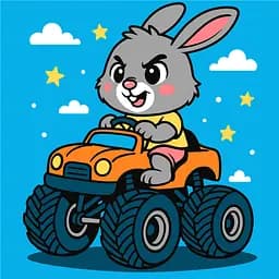 Картина по номерам для детей "Заєць на машині" Ideyka 25х25 см КНО1309