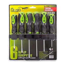 Набір викруток Alloid шліц/хрест 6 шт. + планка для кріплення  (НО-6Б)