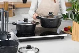 Каструля Ardesto зі скляною кришкою Gemini Anzio 6.4л алюміній чорний kuh0014756 - мініатюра 5