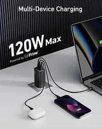Мережевий зарядний пристрій Anker 737 GaNPrime 120W A2148 3 порти блок - мініатюра 4
