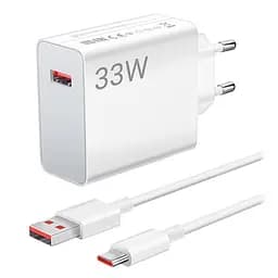 Мережевий зарядний пристрій XiaomiWall Charger 33W with Type-C Cable BHR9956EU White