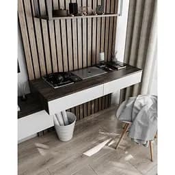 Стіл підвісний письмовий Moreli Т-222 1200x160x500 мм Венге аруша/Білий (mo-t222-arusha-white)