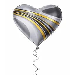 Фольгированный шарик JS Balloon "Сердце" 45 см (18") 5 шт наполнение воздухом или гелием для тематических вечеринок агат Серый