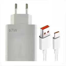 Адаптер USB з кабелем USB-TYPE C 67 W / Комплект заряджання для телефону USB + Type-C - мініатюра 3