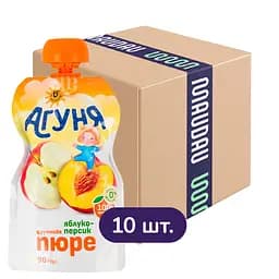 Упаковка фруктового пюре Агуня Яблуко-персик 900 г (90 г x 10 шт.)