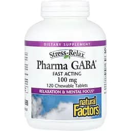 Гамма-аминомасляная кислота Natural Factors Stress Relax Pharma GABA 100 мг 120 жевательных таблеток