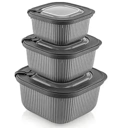 Набор контейнеров с крышками Idea Home Line Box 3 шт. 0.6/1.1/1.8 л серый (00685 Gray)