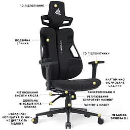 Геймерське крісло Mealux Cyberlux V8 Fabric Black (GM-V8 FB) - мініатюра 7