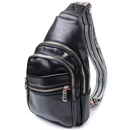 Цікава жіноча сумка з однією лямкою через плече з екошкіри Vintage 22759 чорна