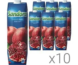 Sandora, Упаковка 10 шт. х 0,95 л, Нектар Гранатовий натуральний Сандора