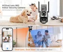 Камера відеоспостереження WiFi поворотна подвійна PIX-LINK DRW123P IP-камера з датчиком руху Black (18894) - мініатюра 4