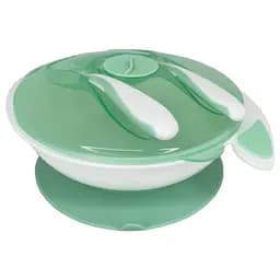 Тарелка на присоске с ложкой и вилкой MGZ-0109(Mint) 350 мл