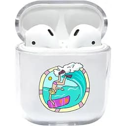 Прозорий силіконовий чохол Apple AirPods із малюнком - Серфер (KAP1127)