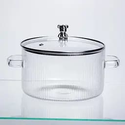 Каструля скляна Yiwu HP-34-103 з боросилікатного скла 3.5 л 20 см для варіння та тушкування