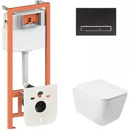 Набір Q-tap інсталяція 3 в 1 Nest QT0133M425 з панеллю змиву лінійною QT0111M08V1091MB + унітаз з сидінням Crow QT05335170W