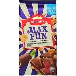 Шоколад Корона Max Fun молочний з мармеладом, печивом та карамеллю 160 г (659489)