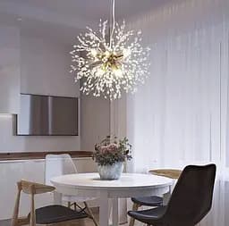 Пухнастий підвісний світильник-кулька у вигляді кульбаби в золотому корпусі | Арт. AS 155 P GD | Line F