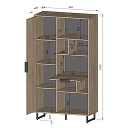 Стелаж комбінований з полицями Moreli Forte F-0006 у стилі Loft 900х1634х400 мм Бетон Темний - мініатюра 2