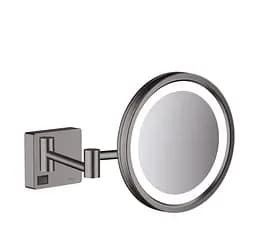 Дзеркало косметичне Hansgrohe AddStoris з LED освітленням чорний матовий хром 41790340, Шліфований чорний хром