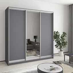 Шкаф-купе трехдверный MebelStar Комбо AL 2ДСП/Зеркало 200x60x210 см Антрацит (MBS-3344)