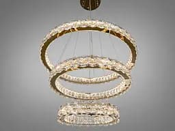 Підвісна LED-люстра Diasha 7895/800+600S-gold для вітальні, залу та сходів, кришталь, 95 W, 75 см, 16-25m2 - мініатюра 2