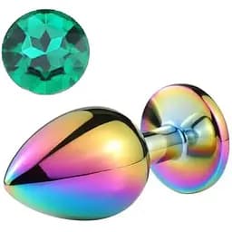 Анальная пробка SKN-Rainbow 04 с кристаллом хамелеон (размер S), Радуга