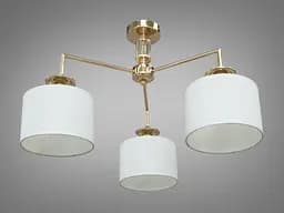Изысканная, современная люстра с абажурами на 3 лампы Е14, цвет-золота.