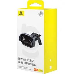 Автотримач для телефона з БЗП Baseus LightChaser Series Triple-Coil Wireless Charging Electric Car Mount Cluster чорний - мініатюра 2