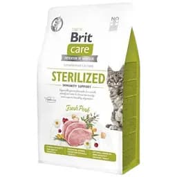 Сухой корм Brit Care Cat by Nutrition Sterilized Immunity Support для стерилизованных кошек, со свининой, 400 г