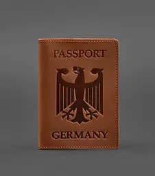 Кожаная обложка для паспорта с гербом Германии светло-коричневая Crazy Horse