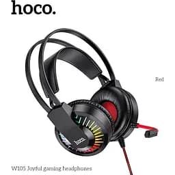 Ігрові навушники з підсвічуванням Hoco W105 LED Joyful Gaming Headphones чорно червоні - мініатюра 2