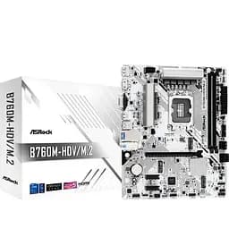 Материнская плата LGA1700, ASRock B760M-HDV/M.2, B760, 2xDDR5, Int.Video(CPU), 4xSATA3, 2xM.2, 1xPCI-E 4.0 x16, 2xPCI-E 3.0 x1, RTL8125BG, 6xUSB3.2/5xUSB2.0, VGA/HDMI/DP, MicroATX