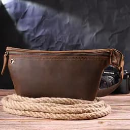 Вінтажна поясна сумка з натуральної шкіри 21294 Vintage коричнева - мініатюра 6
