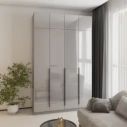 Шкаф 4-дверный с антресолью MebelStar Оскар Gloss BL-B, 4 дополнительных полки 160x52x260 см Серая мышка/Серый (MBS-5540)