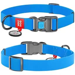 Нашийник для собак Waudog Waterproof, коллартекс, водостійкий, з QR паспортом, пластикова пряжка-фастекс, 35-58х2,5 см, блакитний - мініатюра 3