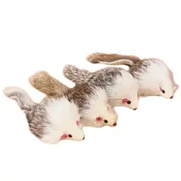 Іграшка для котів Миша М2 хутряна сіро-біла 10 см 1 шт. (33666)