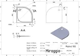 Душовий піддон Miraggio Madrid 900 mirastone gray 0000644 Сірий - мініатюра 5