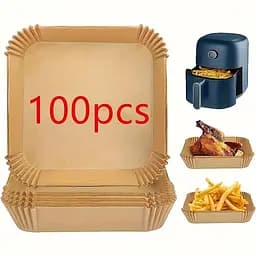 Одноразовые пергаментные формы для выпечки и жарки в аэрофритюре и мультиварке, квадратные, 20х20см, 100 шт Коричневый 88342