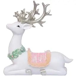 Декоративна фігурка Lefard Олень 16х14 см 2 шт. білий з сріблястим