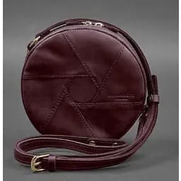 Кожаная круглая женская сумка Бон-Бон бордовая Crazy Horse