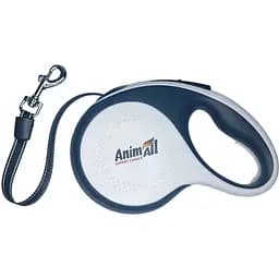 Повідець-рулетка для собак AnimAll, 25 кг, 5 м, сіро -чорний