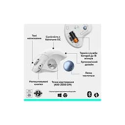 Мишка Logitech Ergo M575S Wireless Trackball Off-white (910-007030) - мініатюра 6
