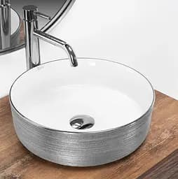 Умивальник Rea Sami brushed silver white накладний REA-U3304, Хром - мініатюра 2