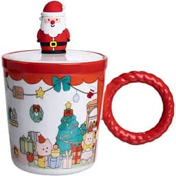 Чашка порцелянова Санта 400 мл з кришкою Yiwu FM-CS-36A