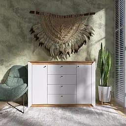 Комод в спальню Еверест Нордік-1400 140х38х95 см Білий/Дуб крафт золотий (EVR-5531)
