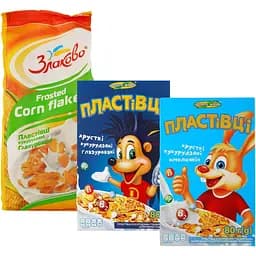 Набор: хлопья Золотое зерно кукурузное молочное 80 г + глазированные 300 г + глазированные 80 г