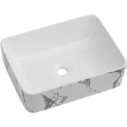 Раковина накладная Qtap Tern Marble, прямоугольная, с донным клапаном QT17116069MR