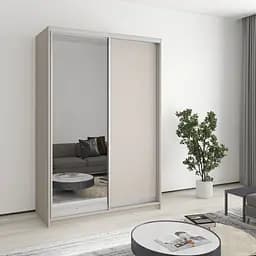 Шафа-купе дводверна MebelStar Стандарт AL ДСП/Дзеркало 140x45x210 см Кашемір (MBS-2382)